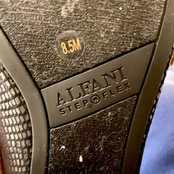 Alfani Serrise Black Snakeskin  Textured Slip-On Mules Shoes Silver Heels 8.5M - Picture 7 of 8